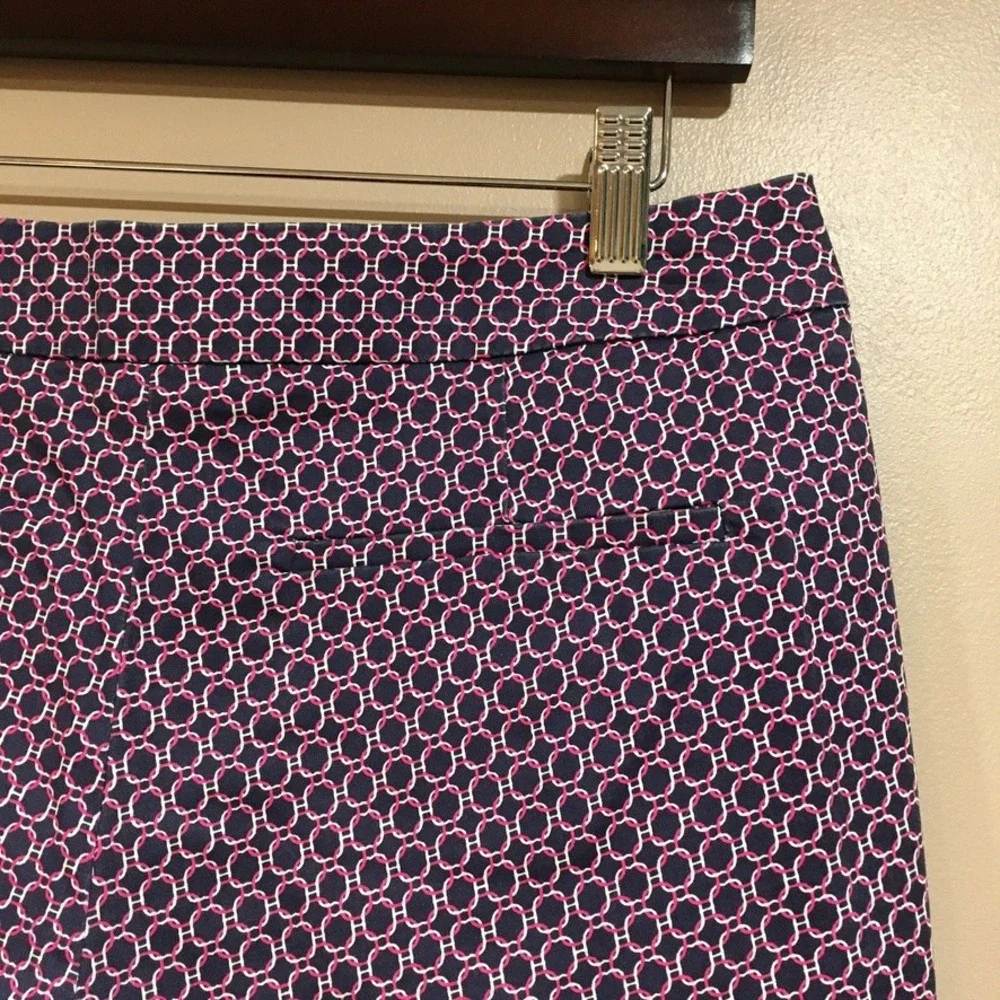 Willi Smith Chain Link Print Shorts Womens 6 Navy Pink Preppy Resort Old Money